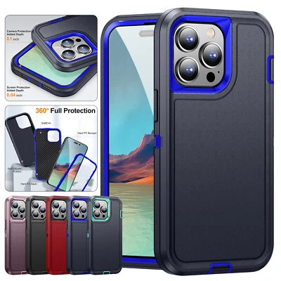 Shockproof Rugged Defender Case Cover For iPhone 14 13 12 11 Pro Max XS XR 8 7 6 - Image 1 of 4