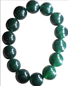 VTG Natural Stone.Bracelet Marshan Jade Good Stretch Heavy Jewelry 6"L - Picture 1 of 3