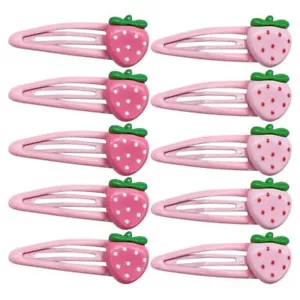 20pcs Strawberry Hair Clips Rose Pink Girls Metal Snap Hair Barrettes Resin S... - Picture 1 of 9