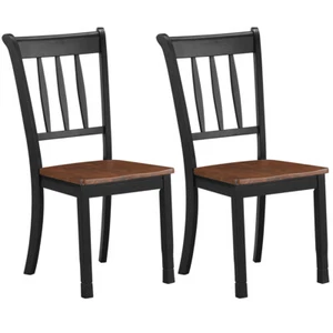 Set of 2 Wood Dining Chair High Back Dining Room Side Chair Home Kitchen Black - Picture 1 of 12