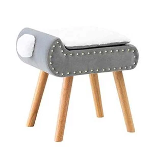 Velvet Vanity Stool with Storage Square Makeup Chair with Metal Leg Modern Style - Picture 1 of 14