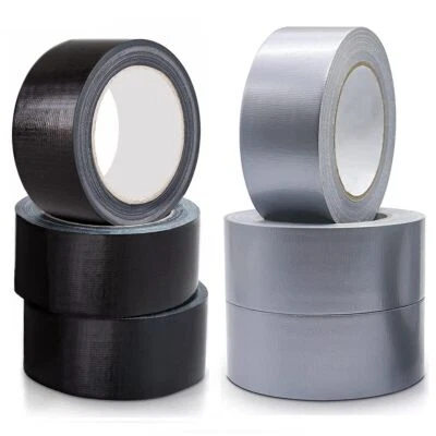 2" SILVER/BLACK DUCT TAPE 50MMX50M WATERPROOF GAFFA DUCK CLOTH GAFFER TAPES - Image 1 of 4