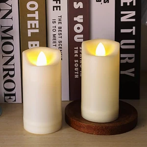 LED Battery Operated Candles 2X4 Plastic Flickering Flameless Candles with Timer - Picture 1 of 7