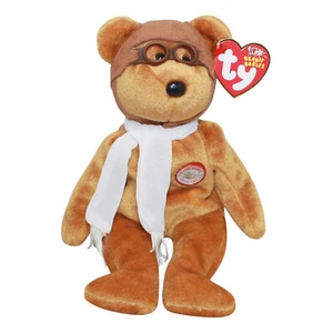 Ty Beanie Baby Bearon marrón - MWMT, aviador - Imagen 1 de 1