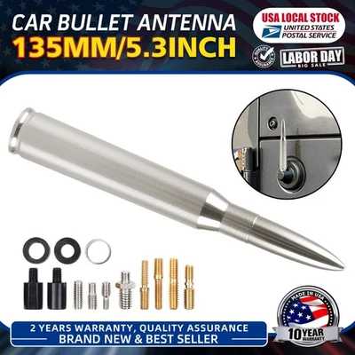For 1998-2023 Nissan Frontier Vehicles Gunmetal Silver Bullet Style Antenna 5.3" - Image 1 of 4