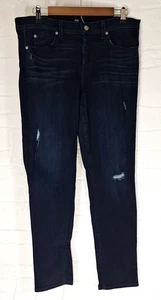 7 For All Mankind Josefina Skinny Boyfriend Jeans Dark Wash size 30 inch /size 8 - Picture 1 of 15