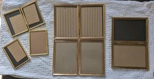 Vintage Bilderrahmen Konvolut 6 Metall gold verziert MCM Doppelscharnier 5x7 & 5x3  - Bild 1 von 9