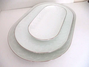 Rosenthal White Lotus Platinum Band Oval Serving Platters Set of 3 - Picture 1 of 10
