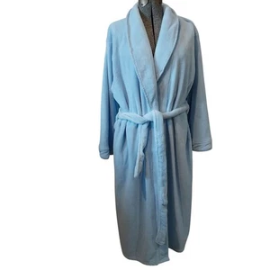 Accappatoio Anne Lewin XL accogliente pile collo a scialle morbido poliestere lungo 50" blu - Foto 1 di 7