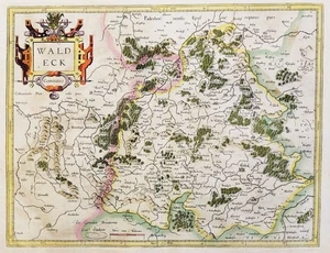 Waldeck Hessen Korbach Bad Arolsen Volksmarsen Wildungen Map Mercator 1606 - Picture 1 of 1
