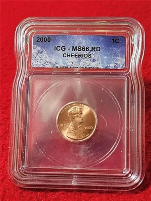 2000 Lincoln Memorial Cent  ICG MS 66RD      CHEERIOS                     #T5328 - Image 1 of 2