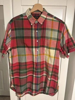 Beams Plus Japan Madras Check Button Down S/S Shirt Ivy League Preppy Retro - Image 1 of 3