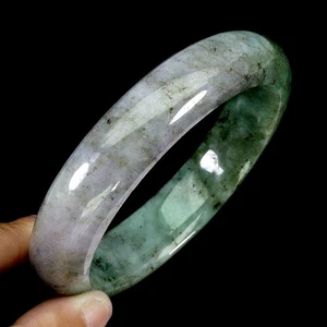 Bangle Jadeite Jade Myanmar 369.20ct 14x9mm Natural Handicraft Gemstone 6.6in - Picture 1 of 13