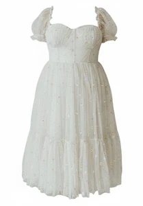 Ava Kleider Gänseblümchen hellbraun Kleid Büste Gr. 47,4" Tüll Knochen Korsett Krawatte Fee Sissy - Bild 1 von 7