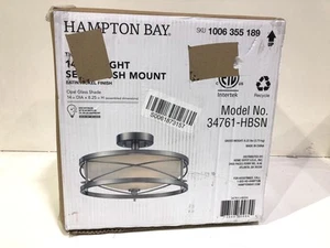 Home Decorators Thayer 14 in. Satin Nickel Semi Flush Mount Light New - Picture 1 of 3