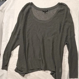Eileen Fisher grau Leinenmischung kastig Oversize Lagenlook Pullover Coastal transparent - Bild 1 von 6