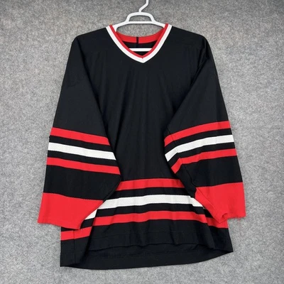 CCM Hockey Jersey Mens XL Black Red White Air Knit Blank Practice Shirt - Image 1 of 4
