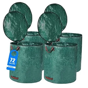 4 Pack 72 Gallons Reusable Yard Waste Bags with Lid Extra Large Lawn Leaf Bags - Picture 1 of 7
