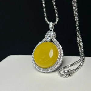 Certified Natural AA high Ice yellow Jade Jadeite amulet Pendant&Necklaces - Picture 1 of 8
