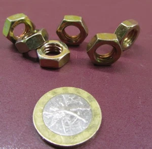 Zinc Yellow Thin Hex Nut, Grade 8 Steel, RH  3/8"-16 x 7/32" Height - 50 Pcs - Picture 1 of 11