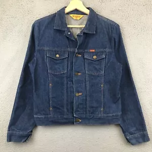 Vintage Rustler Trucker Jacket Blue Dark Wash Denim Jean Made USA Size XL - Picture 1 of 8