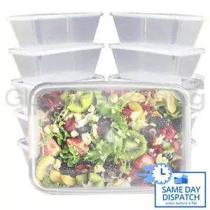 Contenitori a microonde in plastica trasparente vasche da asporto con coperchi sicuri per alimenti *tutte le dimensioni* - Foto 1 di 20