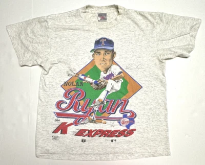 Texas Rangers Nolan Ryan Caricature Rocket Express Tee Shirt Mens Size L Oneita - Image 1 of 4