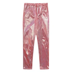 Kids Girl Pants Metallic Dancewear Festival Sweatleggings Sports Trousers Gym - Picture 1 of 54