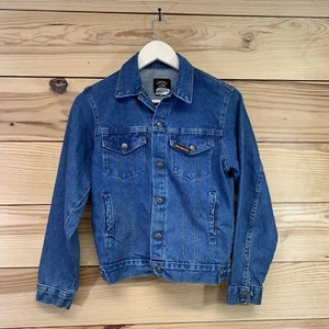 Vtg Saddle King Western Jean Jacket Kids 16 Snap Down USA Made Cotton B84 - Picture 1 of 12