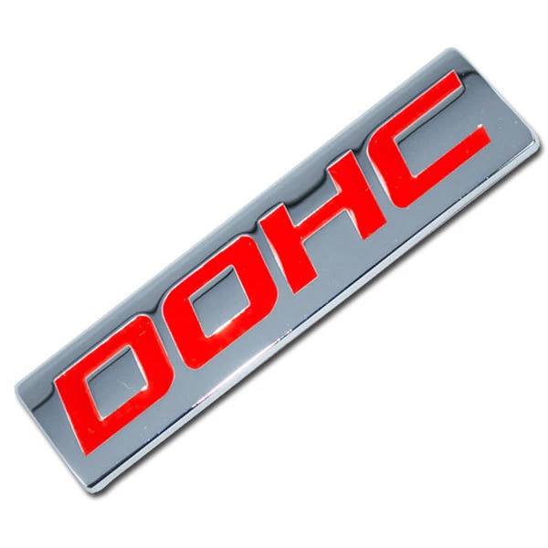 CHROME/RED METAL DOHC ENGINE RACE MOTOR SWAP EMBLEM BADGE FOR TRUNK HOOD DOOR - Image 1 of 1