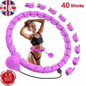 Hula Hoop Weighted Smart Hoola w/Ball Thin Waist Fitness Weight Loss 24 Knots - Picture 1 of 14