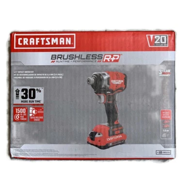 CRAFTSMAN CMCF813C2 V20 20v Brushless RP Cordless 1/4-inch Impact Driver Kit - Image 1 of 4