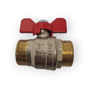 KUGELHAHN MÄNNLICH Ø 1" ROTER SCHMETTERLINGSGRIFF ACHSABSTAND 67 MM - Bild 1 von 1