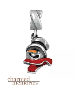 CHARMED MEMORIES 925 silver & enamel SNOWMAN charm bead Winter Christmas - Picture 1 of 7