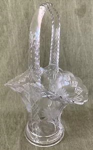 Scarce Piece Glass Basket (12") Duncan & Miller No. 48 Diamond Ridge (Wheel Cut) - Picture 1 of 5