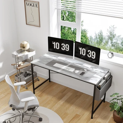 ACTIVESIT 55in Computer Desk with Storage Bag Home Office Desk Writing Table