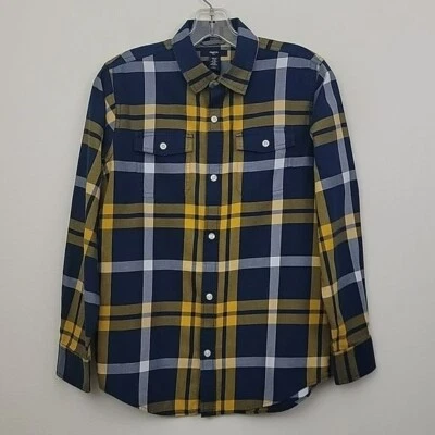 Gap Kids Blue, Yellow & White Plaid Flannel Shirt XL - Изображение 1 из 4
