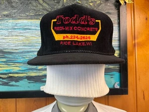 Todd's Redi-Mix Concrete Adjustable Strap Trucker Corduroy Hat Baseball Brimmed - Picture 1 of 7