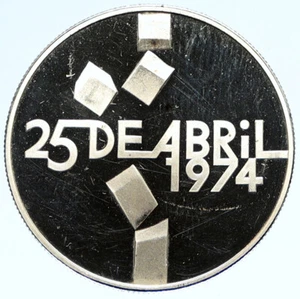 1974 PORTUGAL 25 Yrs Carnation Revolution PROOF Silver 100 Escudos Coin i98880 - Picture 1 of 3