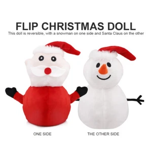 Christmas Flip Snowman Santa Claus Doll Reversible Plush Snowman Toy Desk Decor - Picture 1 of 7