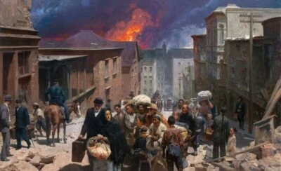Mian Situ " San Francisco April 18 1906 " Limited & Signed Canvas ART RARE Fire - Image 1 of 4