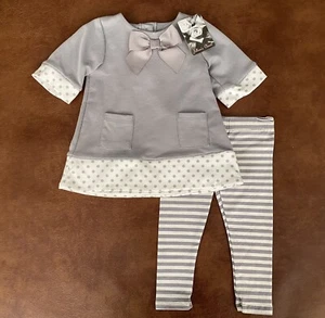 Jillian’s Closet Gray Polka Dot Striped Outfit For Size 9 Month Girl (E9) - Picture 1 of 4