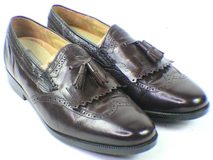 Stacy Adams Mens Dress Brown Size 10 M Leather Slip-On Kilted Tassel Loafer s6 - Picture 1 of 7