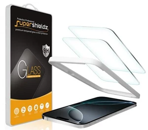 2X Hartglas Displayschutzfolie für iPhone 16 Pro (6,3 Zoll) (mit Fach) - Bild 1 von 5