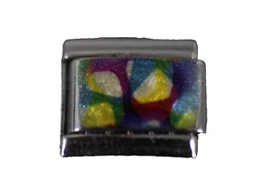 Re Florence "Multicolor" Stainless Steel Gold Enamel Stretch Link Italian Charm - Picture 1 of 6
