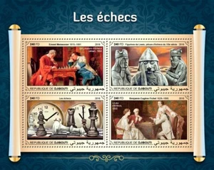 Chess Paintings Art Chess Figures MNH Stamps 2018 Djibouti M/S - Picture 1 of 1