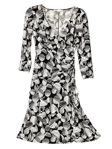 Vestido Evan Picone para mujer talla 6 negro blanco imitación envoltura midi negocios carrera - Imagen 1 de 6