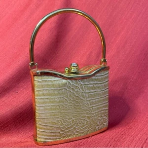 Mini bolso de mano BIJOUX TERNER Hardshell, dorado y crema, vintage, usado en excelente estado - Imagen 1 de 11