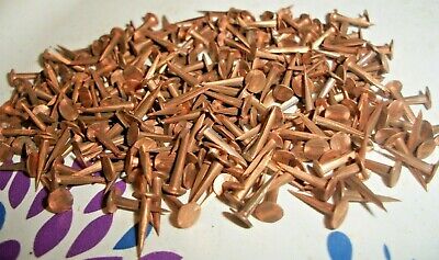 50 VINTAGE 1/2” LONG SOLID COPPER TACKS Sharp Point's 3/16” WIDE Flat Head, NOS • 7$