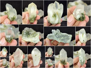 Cristal de cuarzo natural con inclusión de epidota verde muestra áspera 30 piezas 1,4 kg - Imagen 1 de 21